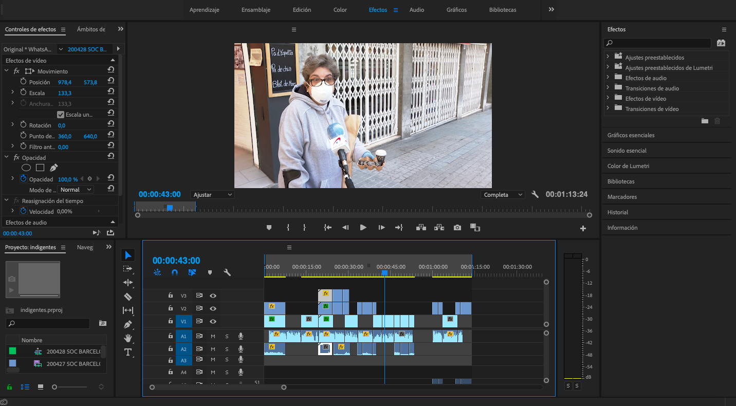 Editar vídeos con Premiere, una de las tareas que puede implicar el teletrabajo para un/a reportero/a.
